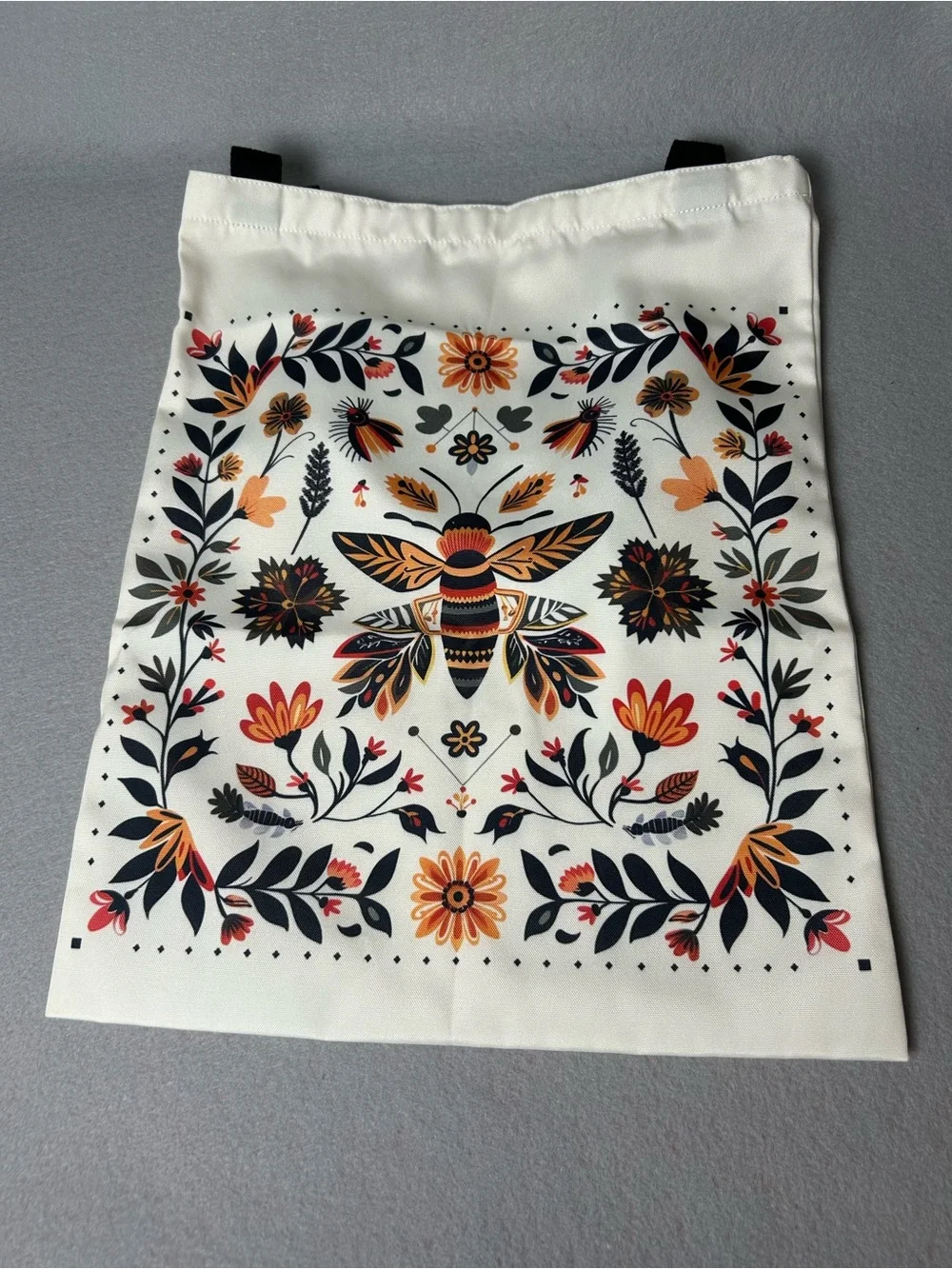 Folk Indie Floral Bee Nylon Tote Bag New